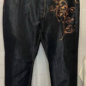 Imperious Delf Trading Co Y2K Vintage Printed Embroidered Baggy Jeans